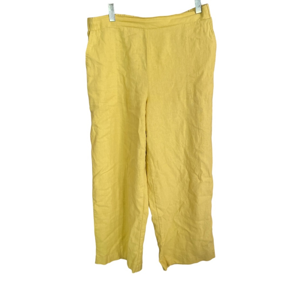 Jules & Leopold Linen Blend Flat Front Elastic‎ Waist Yellow Pants